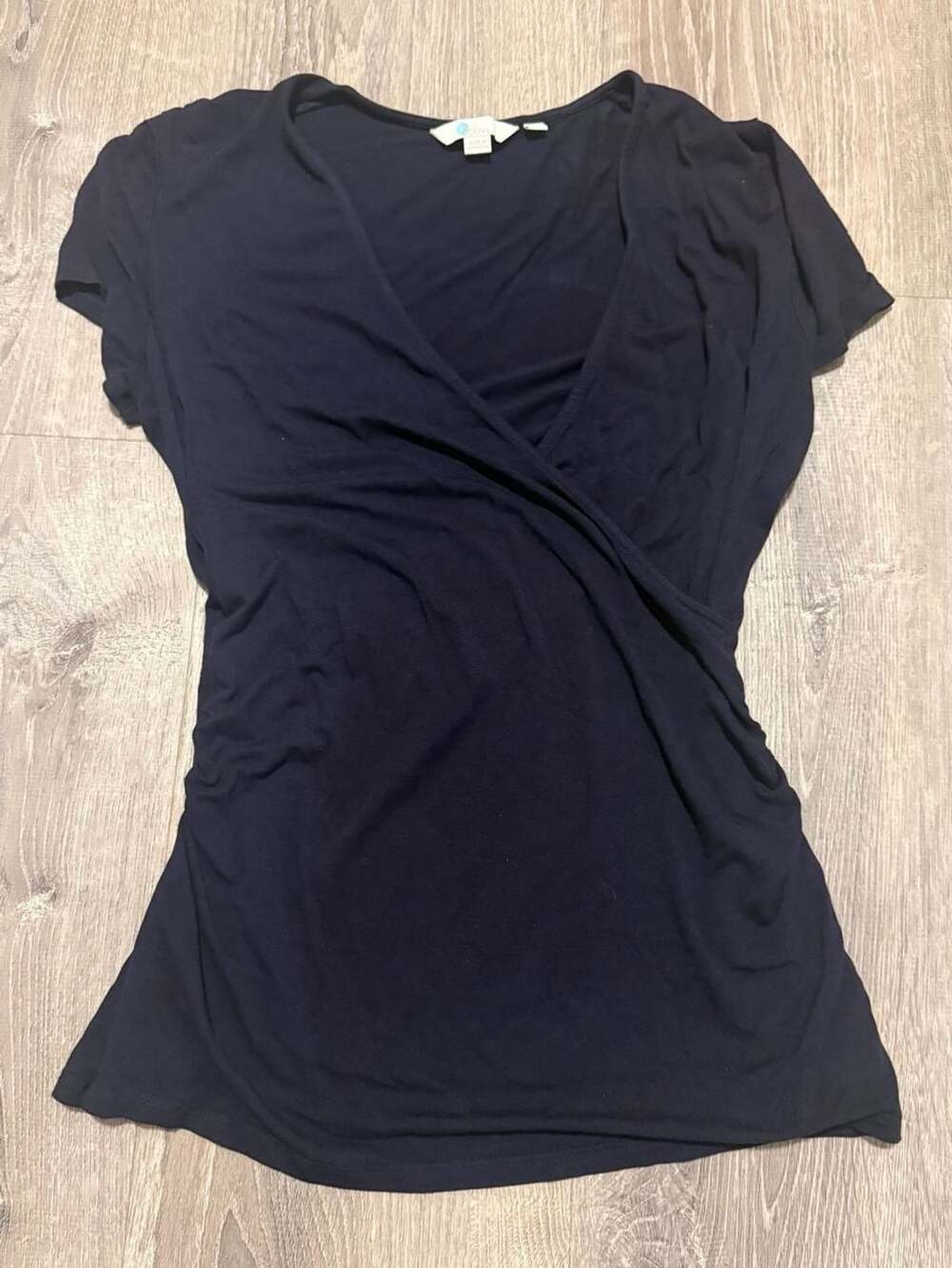 Boden Short Sleeve Jersey Wrap Top Navy Size 12
